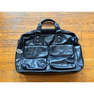 FOSSIL Black Leather Padded Mens Attache